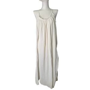 Elan Cream Pleated Halter Sundress